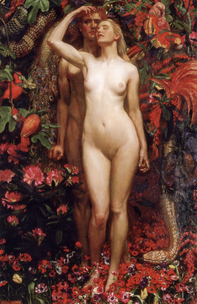 joanpopejoan's tweet photo. The Woman, The Man and The Serpent by John Liston Byam Shaw, 1911 https://t.co/zmv5WS2e0r