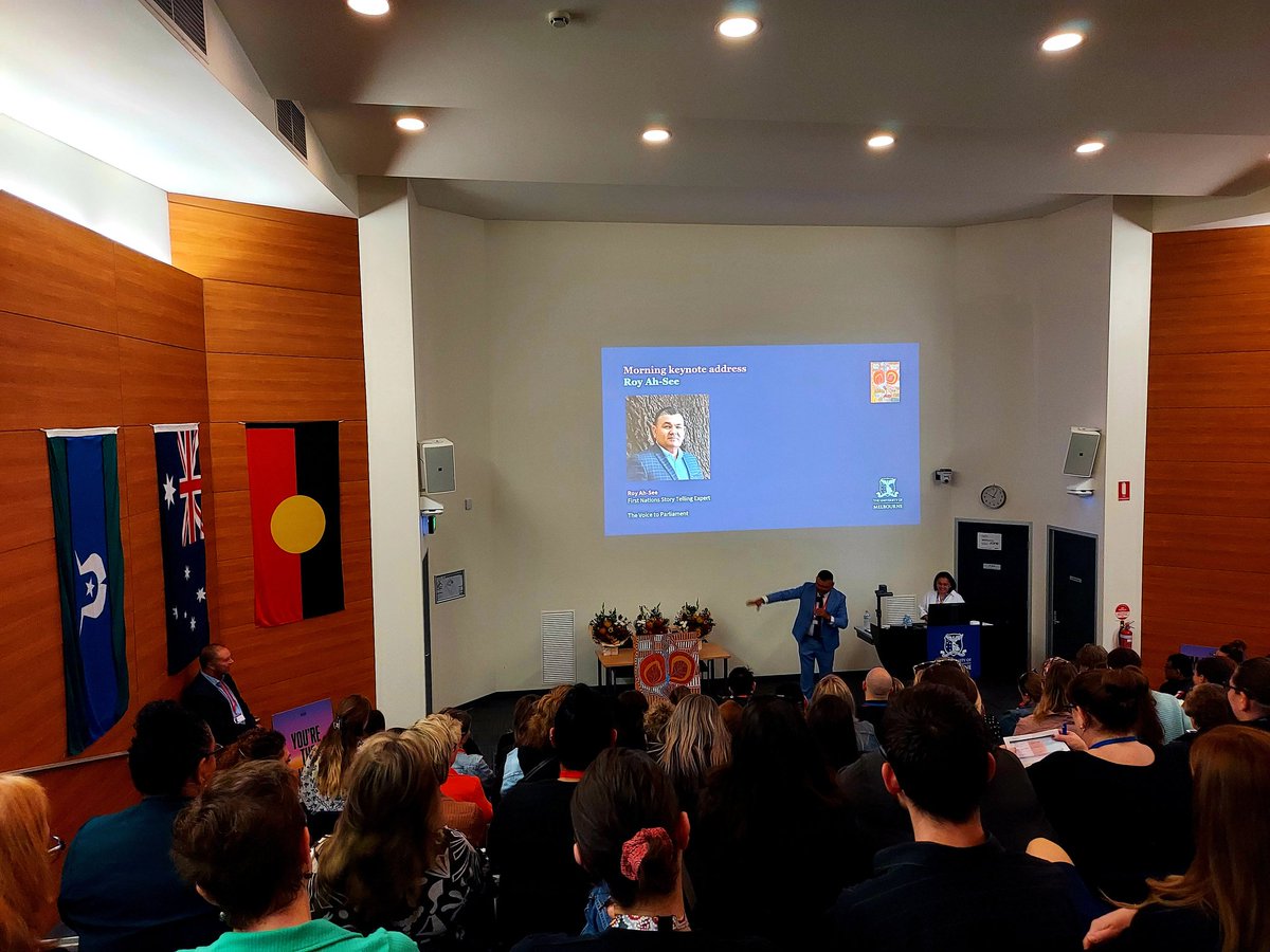 What an inspiring and heartfelt start of the day <a href="/UDRH_VIC/">Department of Rural Health at UniMelb</a> with Roy Ah-See - First Nations Story Telling Expert - key note address. So uplifting and why it is so important to say YES this Saturday. #NgarwuWanyarra23 <a href="/LaTrobeRHS/">La Trobe Rural Health School</a> #Aboriginal #Health  #YortaYorta  #conference