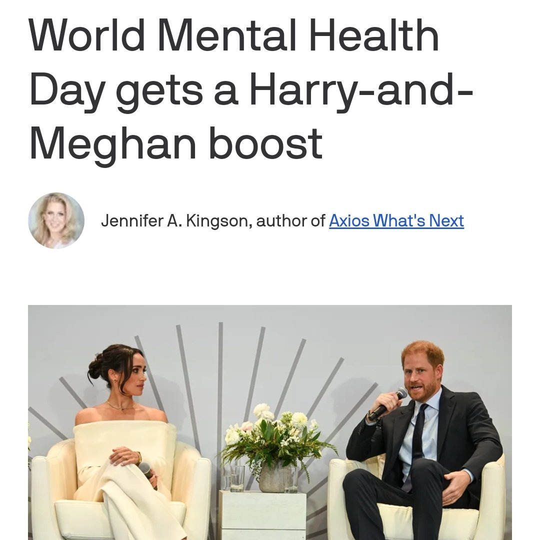 Im so proud of #PrinceHarry & #MeghanMarkle. 

They bring attentions/boost to good causes.

👏🏽👏🏽👏🏽👏🏽👏🏽👏🏽

#ThemInNewYork  
#WeloveyouHarryandMeghan
#ArchewellFoundation
#WorldMentalHealthDay2023
#ServiceIsUniversal 

Article is really abt WMHD2023.

axios.com/2023/10/10/wor…