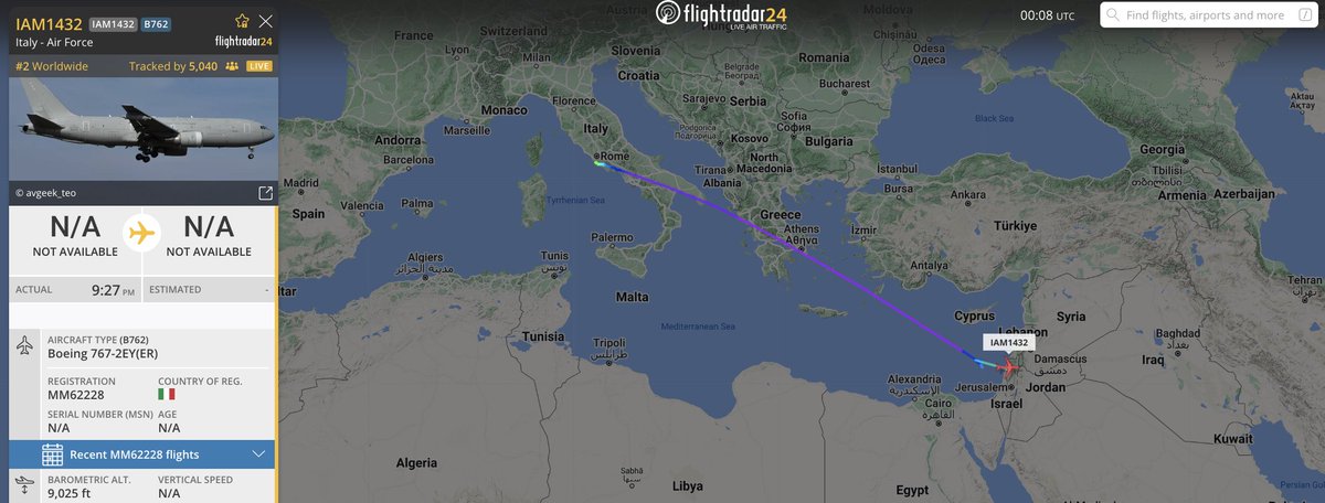 alternativewip's tweet photo. #IAF italian air force 767 just touching down at tel aviv, these flights operating as part of evacuation for italian nationals, believed to be 600 citizens evacuated so far. #IAM1432 https://t.co/eoDgx3W1PB
