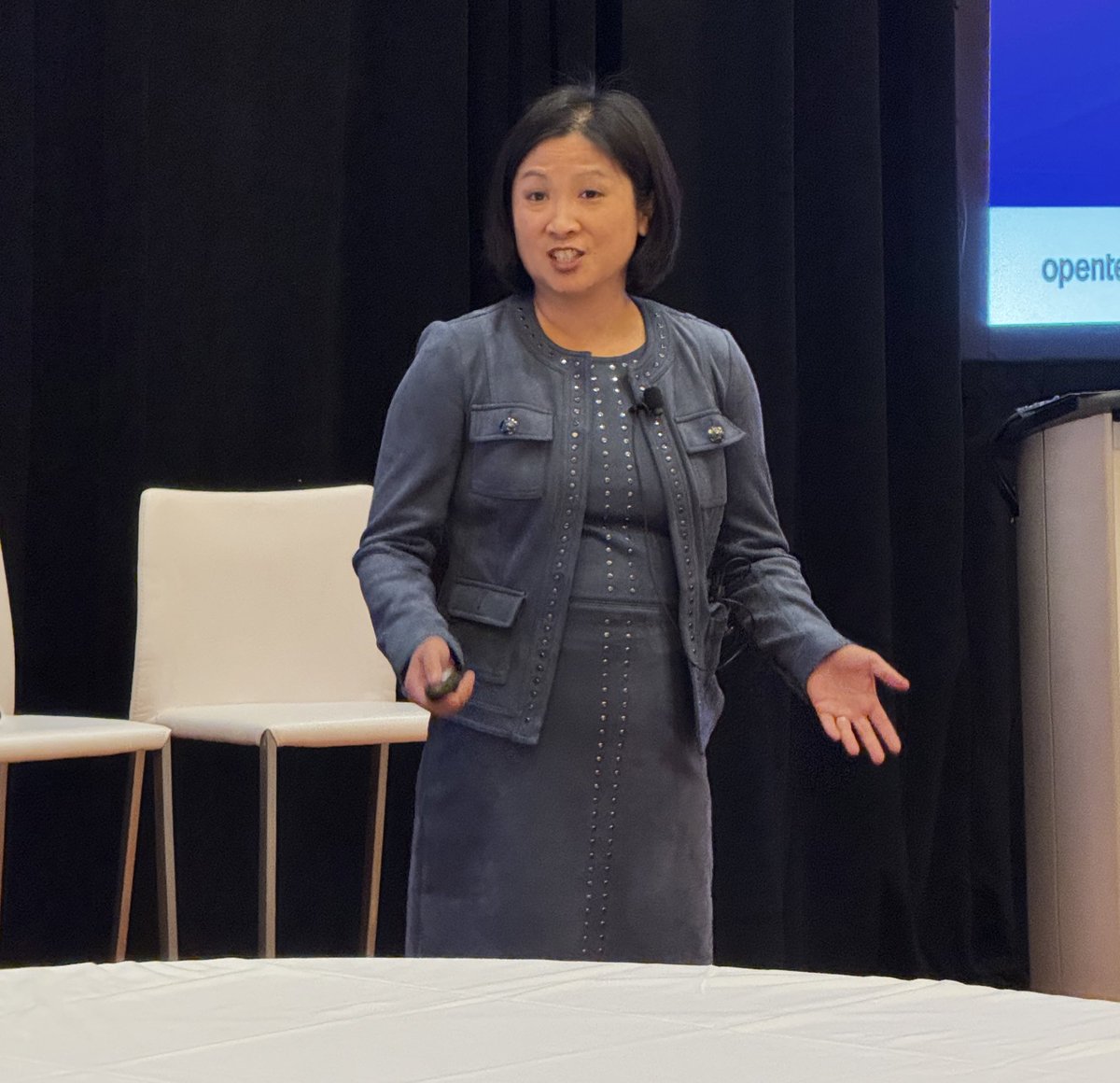 PatrickMoorhead's tweet image. Sandy Ono, @OpenText EVP and CMO kicks off the industry analyst program at #OpenTextWorld. Talking a lot about the company’s #AI strategy, products and customer benefits. Integration. Poly-model. Full stack. Don’t need to move data. It all foots so far. $OTEX