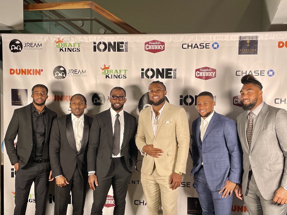 JordanRaanan's tweet photo. Kayvon Thibodeaux with his teammates (R-L) Leonard Williams, Saquon Barkley, Tyrod Taylor, Adoree Jackson and Cor’Dale Flott at his @TheJreamFound Gala at MetLife Stadium. 

Thibodeaux established the foundation before he entered the NFL because it’s important to him to serve as a mentor to today’s youth. 

“It takes a village to raise a child,” he said. 

The foundation has been operating out of Los Angeles and now New York. Thibodeaux said it was important to him that everyone in the room Tuesday night had a common goal: To make sure our future generation is headed in the right direction.