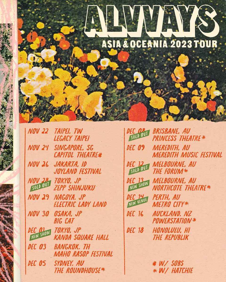 fresh dates & venue bump-ups plus @hihatchie @sobshaha alvvays.com