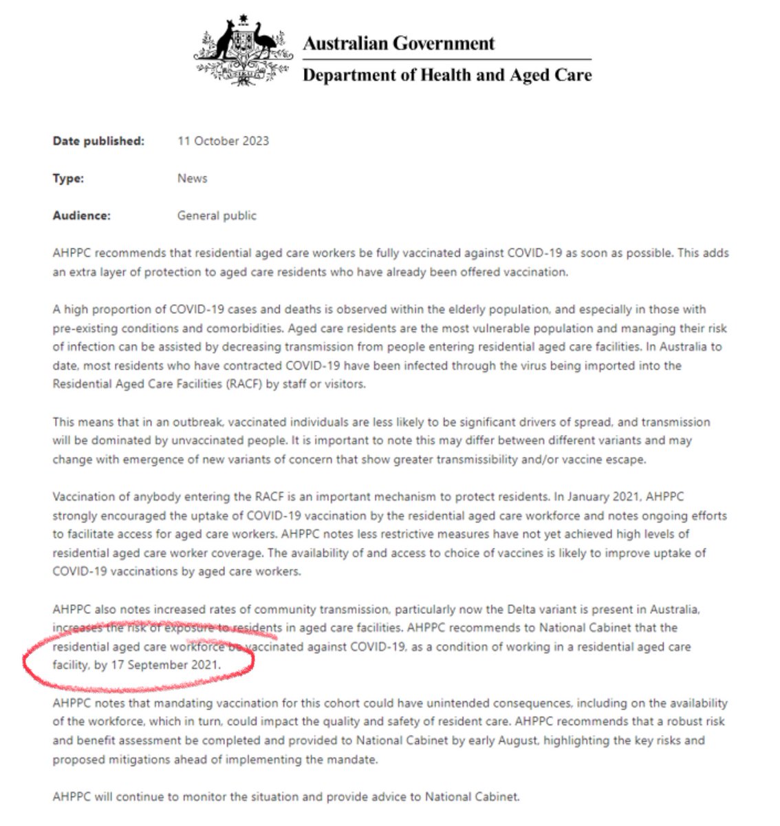 MixtUpMixy's tweet photo. The Australian Department of Health &amp; Aged Care, along with the #AHPPC, have *today* released a statement copy and pasted from 2021.

This is the current state of affairs.

@Mark_Butler_MP, care to comment?

@latingle is this something worth taking a look at? https://t.co/l3Zsrfh1WJ