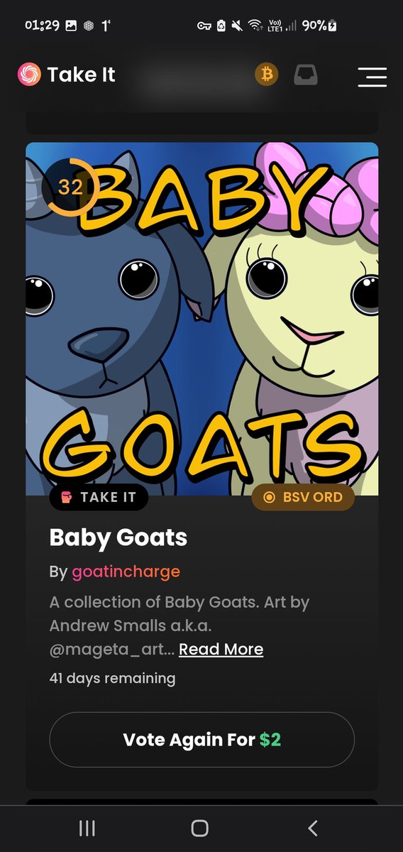 SenorBrooz's tweet photo. π’π’
Go vote for #BabyGoats by @mageta_art & @goatincharge on https://t.co/nMG2XIIGyR
only 18 votes needed!!
one of the very few hand drawn collections on the site. don't get me wrong ai art is decent, but hand drawn holds more value imo.
#Mageta #GoatInCharge #BSV #TakeItNFT https://t.co/sayAm9HGtP