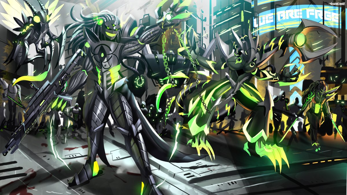 Ichimoral's tweet photo. New robot art commission! *w* a super awesome robot wallpaper i had the chance to do for @RobotOverIord about Luminous in a war for the city along with the other machines! cx 🥰❤️❤️ 
#artistontwittter #furry #furryartist #furryart #commissionsopen #mechaoc #robotoc https://t.co/Q6PikPJJQe