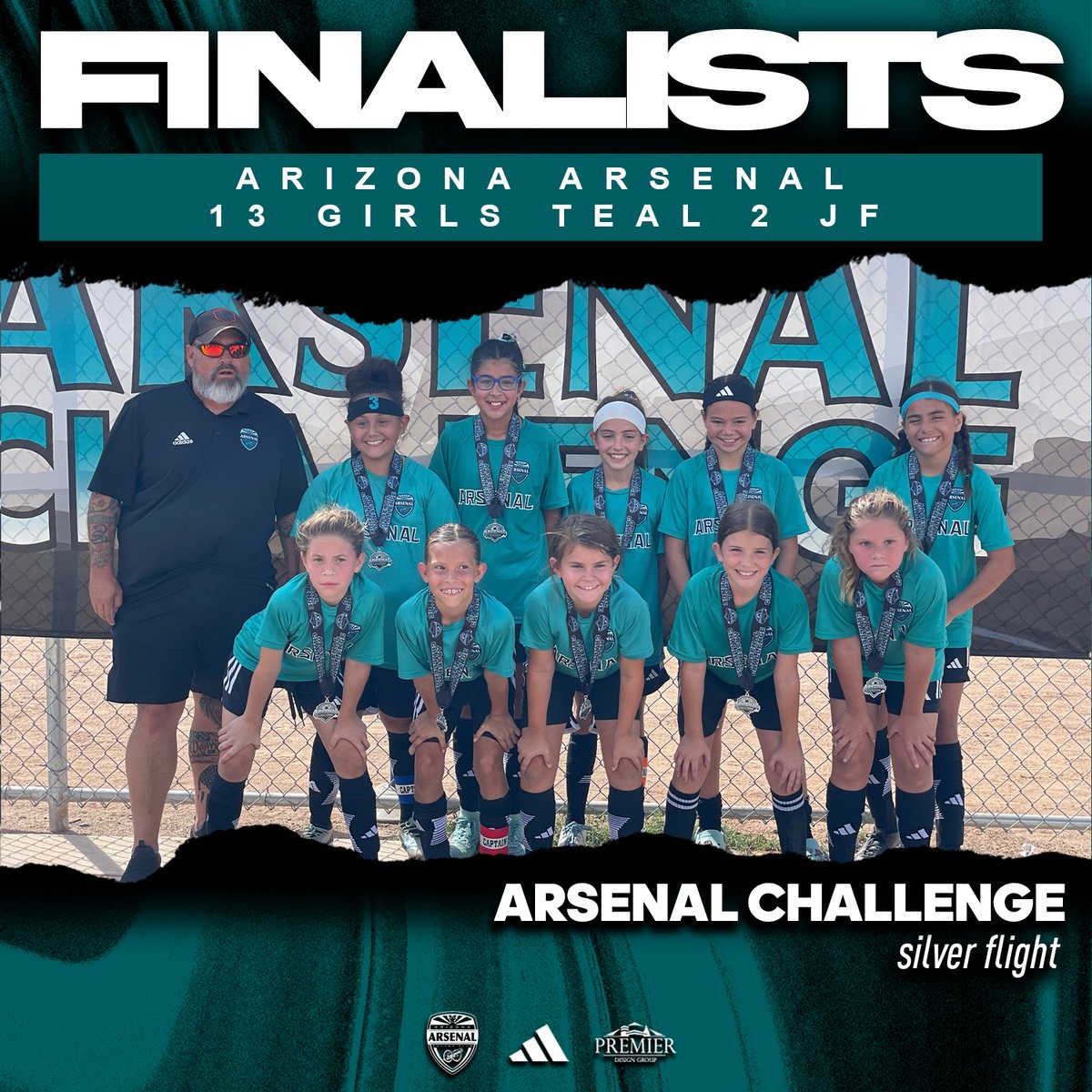 AZArsenalSC's tweet photo. Congratulations to our Arizona Arsenal 13 Girls Teal 2 JF who were FINALISTS competing in the silver flight of the #arsenalchallenge!
#bleedTEAL https://t.co/v908bNyyfy