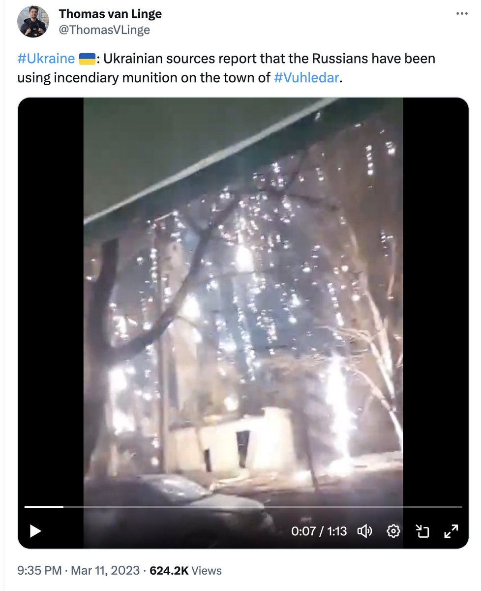 Thread: Online misinformation about the Israel-Hamas conflict - Day 5 This video, viewed nearly 300,000 times, falsely claims to show Israel drop white phospherus bombs on Gaza. The video is from March, and shows Russia using incendiary munitions in Vuhledar, Ukraine.