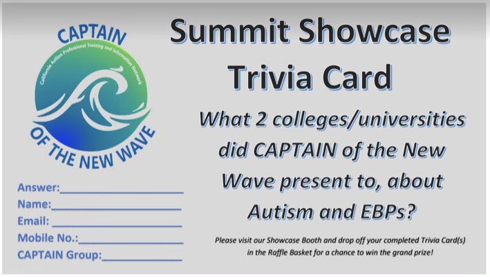 Don’t forget to visit #CAPTAINofTheNewWave booth to drop your trivia card with the answer for a chance to win a prize! #2023CAPTAINsummit