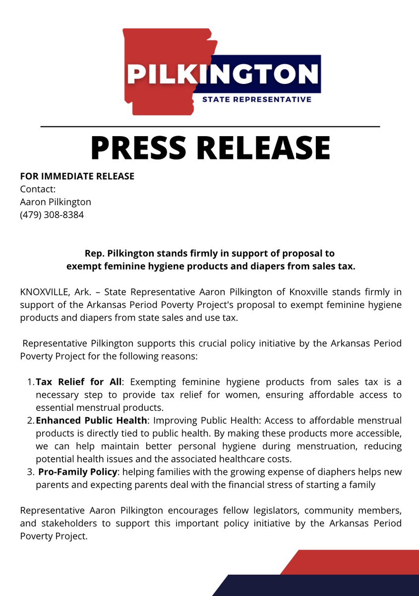 I stand firmly in support of the proposal to exempt feminine hygiene products and diapers from state sales and use tax. #arpx