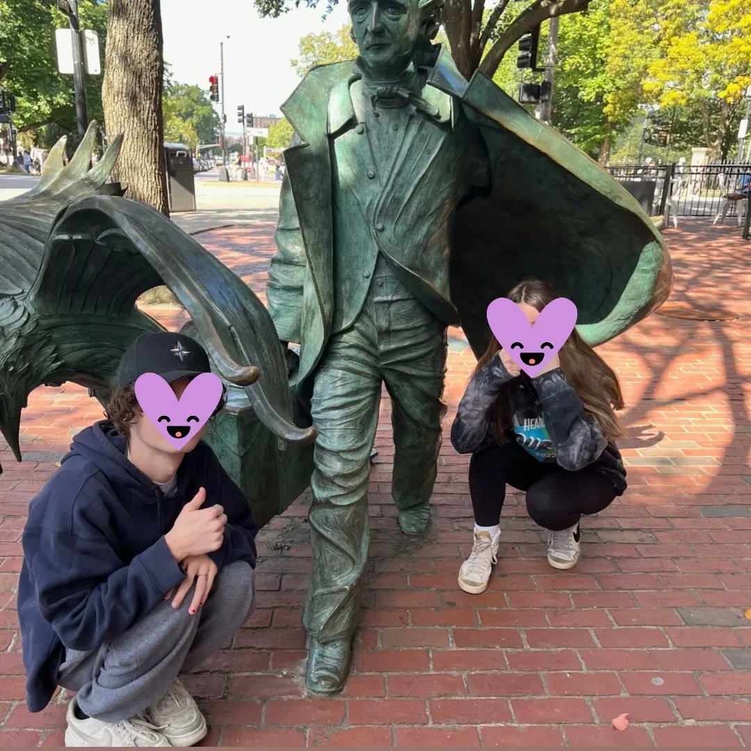 MsDrosos's tweet photo. Hi Twitter (X), it's been awhile! I wanted to share what my 8th graders did over the long weekend! Many of them traveled to Boston to explore Edgar Allan Poe landmarks- his statue &amp; Fort Independence! Here are a few of their pictures 😁❤️📚🕸️👻 https://t.co/Id8VzCA4Re