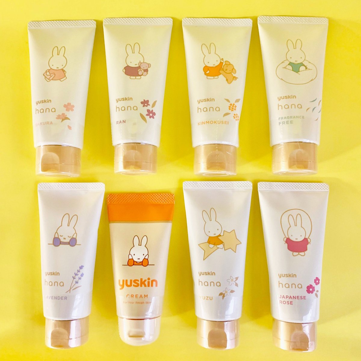 miffy_japan's tweet image. ミッフィーのハンドケアといえば、@yuskin_jp のハンドクリーム。
今年の ユースキンhana のラインアップには、近年大人気の「キンモクセイ」や、「ラン」の香りも新登場していますよ。
#ハンドケアの日