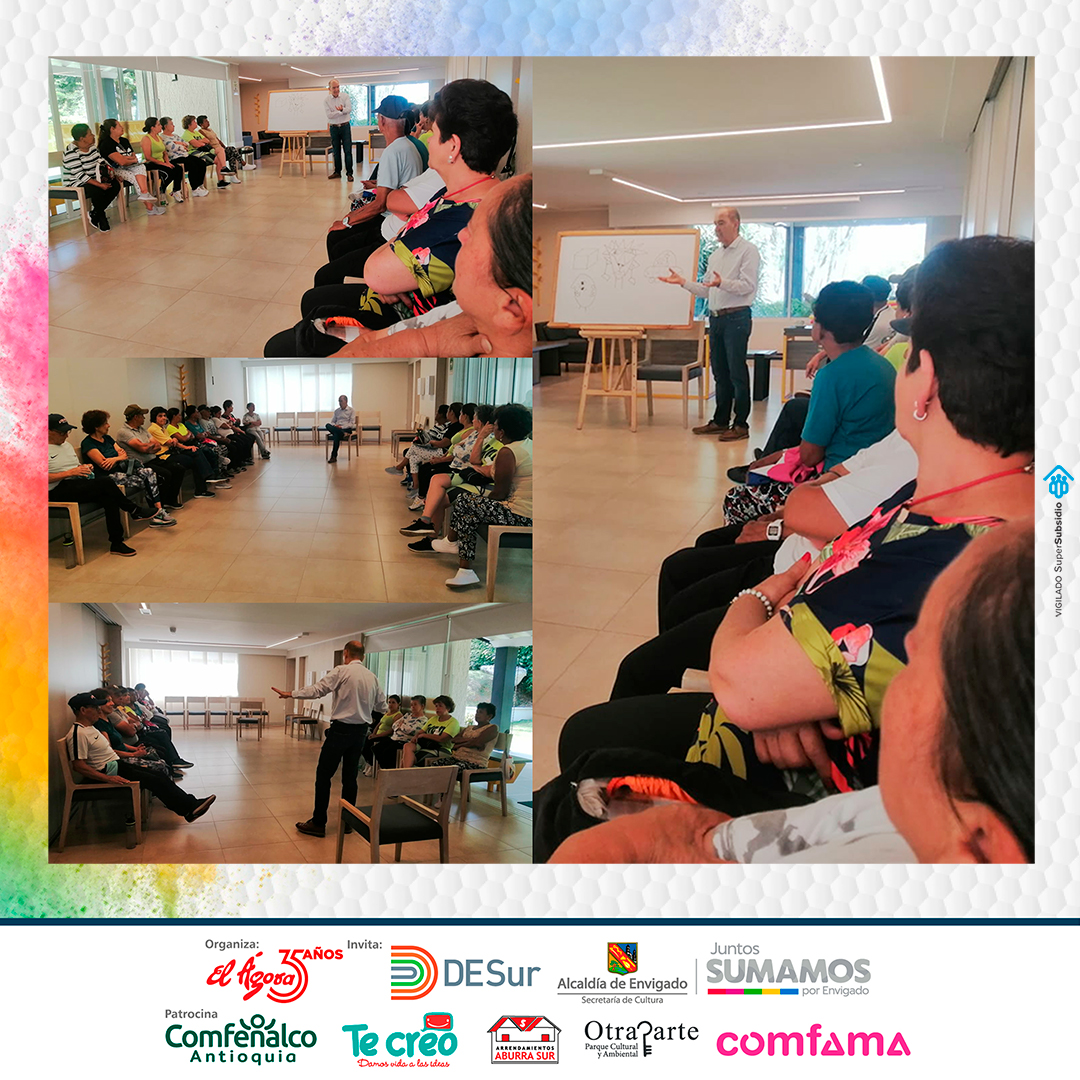 festiteatroenvi's tweet photo. #AsíVivimosElFestiteatro con la charla "Memoria, emoción y arte" en el CEC Casa Linares. Con el Médico y educador social Luis Guillermo Correal A.  
El Festiteatro Envigado organizado por #ElÁgora con el apoyo de
@AlcaldiaEnv
#Desur
@ComfenalcoAnt
#TeCreo
@susoelpaspi 
@Comfama https://t.co/bPnZhZTd9O