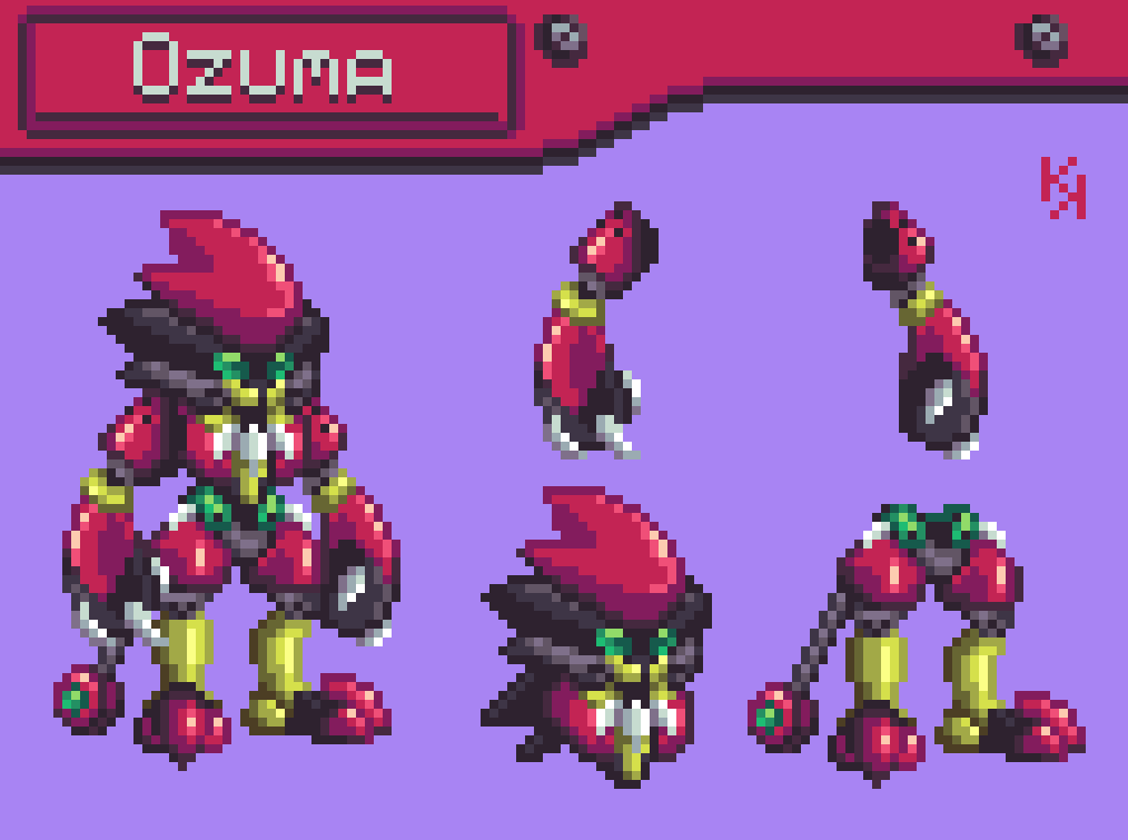 A few days ago I made a #medarot based on the look of Ozuma from Beyblade 2002, so I decided to make a #pixelart of him. It was a fun process^^

#メダロット #Medabots