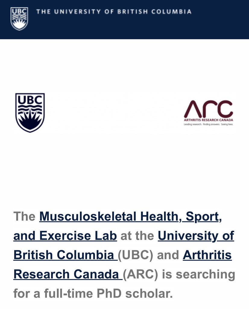 FUNDED PhD POSITION Currently recruiting for a full time PhD student interested in a project intersecting sport-related ACL tears, osteoarthritis, rehabilitation, clinical trials, implementation science & female health Details at: bit.ly/3rtmGQb