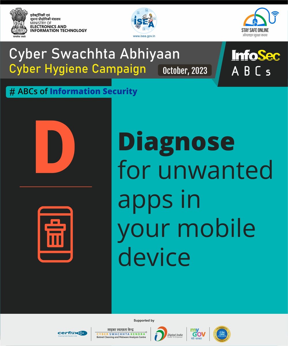ditewb's tweet image. Diagnose for unwanted apps in your mobile device
#CSCOE #ssoindia #cyberawareness