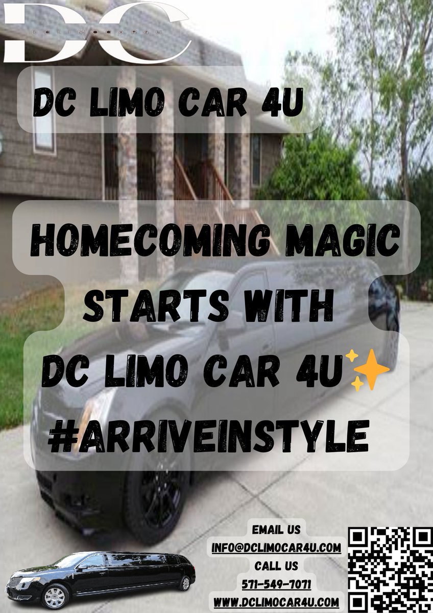 DclimoC's tweet image. Homecoming Magic Starts with DC Limo Car 4U✨#ArriveInStyle
Be the star of your homecoming with our exceptional DC Limo Car 4U service. Don't wait—reserve your ride now and make your entrance an unforgettable moment. #DClimo #HomecomingMagic #dclimocar4u