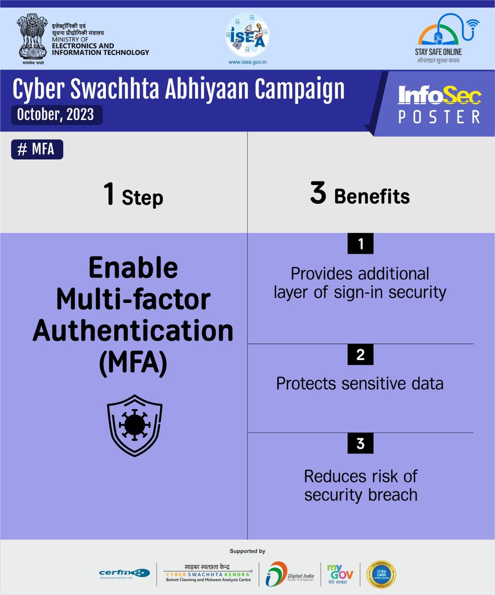 ditewb's tweet image. Always enable Multifactor Authentication
#CSCOE #ssoindia #cyberawareness