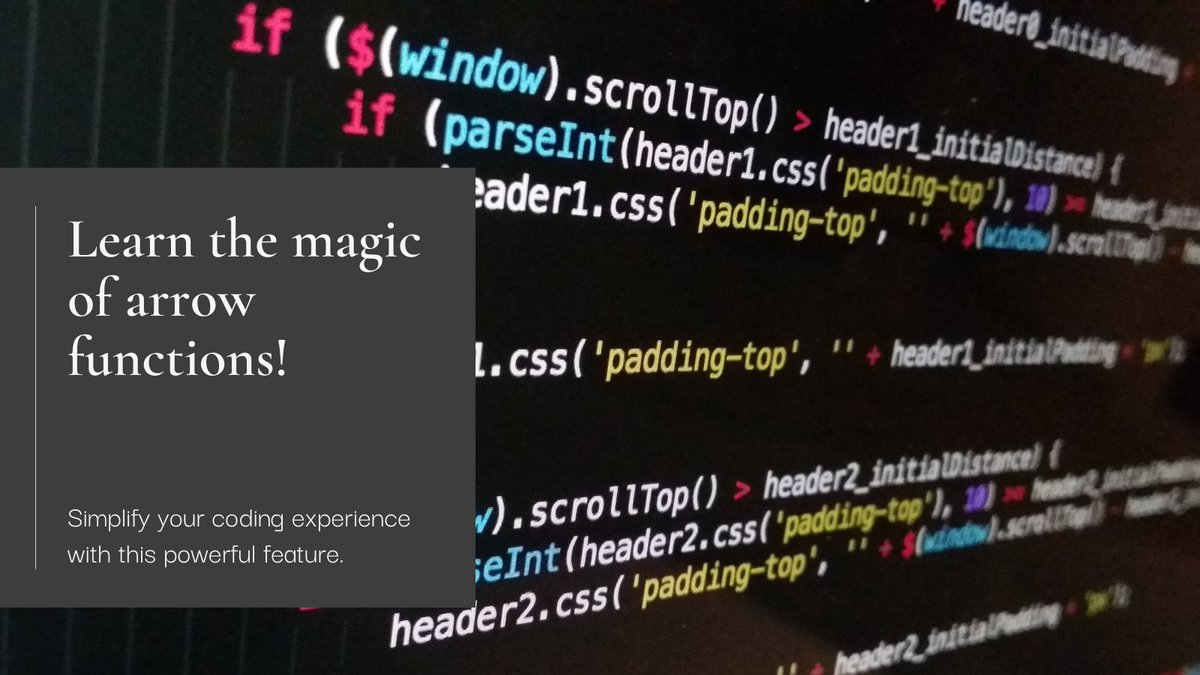 mbaria91's tweet photo. 🚀 Master JavaScript Arrow Functions in a flash! ⬇️

Arrow functions are your coding allies for cleaner, more concise code. Check out this simple example:

const multiply = (x, y) => x * y;

That's it! No need for 'function' or 'return'. Short and sweet. 💻✨ #JavaScript https://t.co/93KmAb0GJR