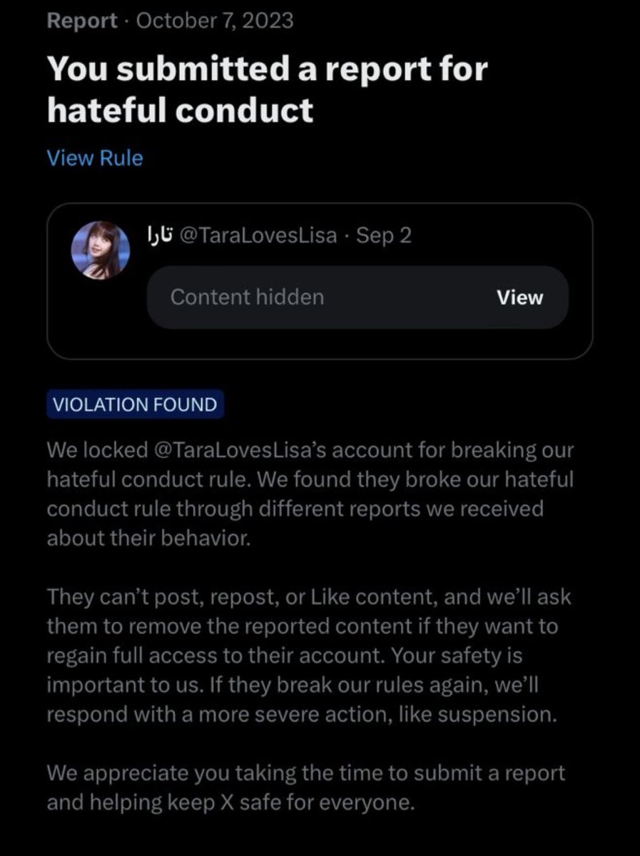 PROTECTKJISOO's tweet photo. 1 acc suspended &amp; 1 acc locked

https://t.co/SRI1kBqx3k

acc locked @.TaraLoversLisa
Thank you for always supporting us. please spend litle bit of your time to protect and to report JISOO antis. ! https://t.co/vQrZo7YjVy