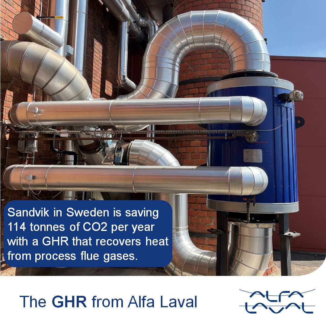 Sandvik in Sweden was in need of a heat recovery solution for the flue gas from the process furnace. 

With the #GHR, it saves 114 tonnes CO2 per year; with an ROI of less than a year, Sandvik is quick to benefit from its investment. #wasteheatrecovery #energyefficiency #fluegas