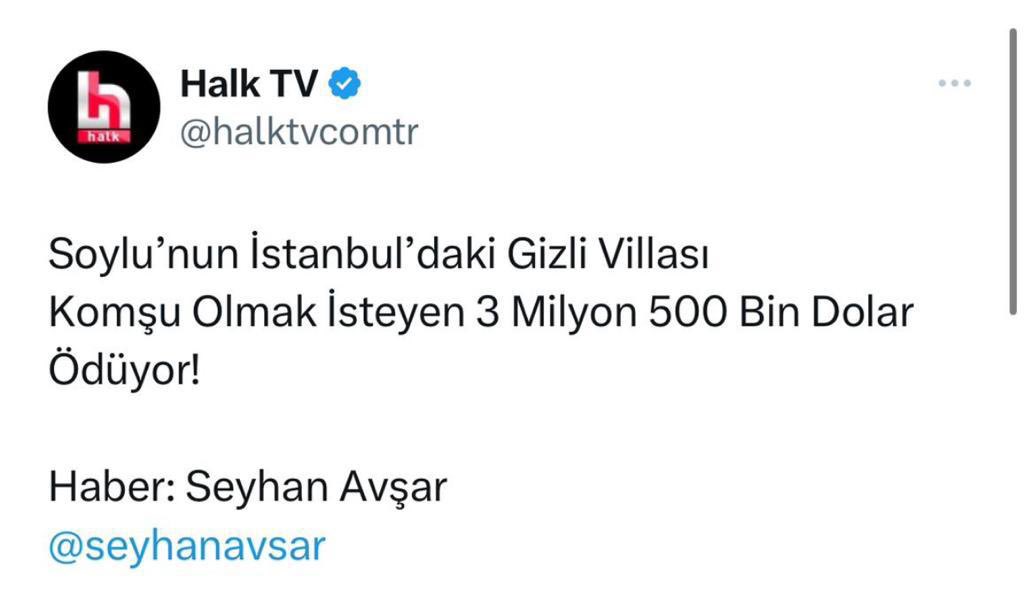 Günaydın

Aylardır olduğu gibi bugün de güne yine bir Süleyman Soylu yalanı ile başlıyoruz.

Günün haberi, attığı yalanlar, aldığı nefesten fazla bir sözde “gazeteciden”…

On beş yıldır Bahçeşehir’de oturuyorum.
Allah izin verirse de oturmaya devam edeceğim.

Evi bir yılı aşkın