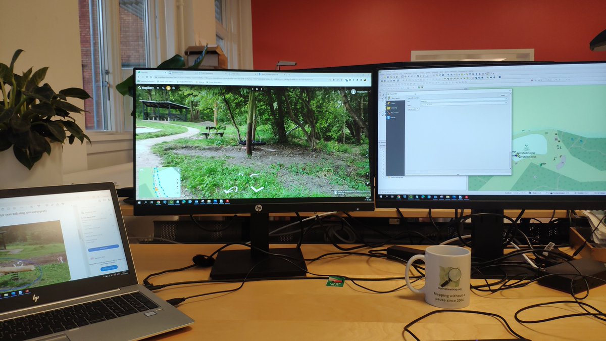 5 nye legeredskaber skal tjekkes af legepladsinspektør. Da data var i #Openstreetmap og Mapillary billeder var det nemt via QGIS quickOSM at sende kort og billeder til hvad inspektør skal ud og tjekke for Ballerup Kommune