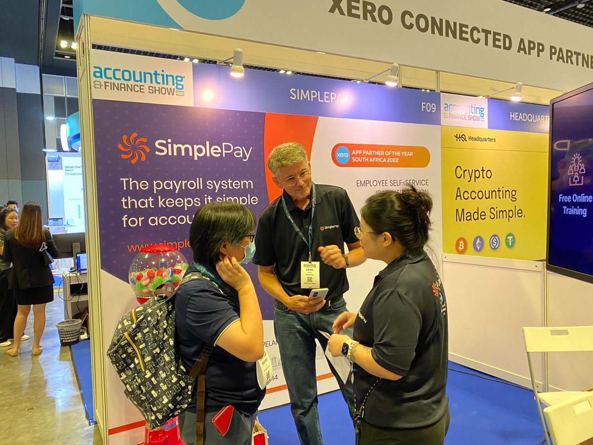 SimplePay's tweet photo. Day 2 of the Finance and Accounting Show Asia is in full swing! If you haven't already, drop by and say hello! We are excited to talk, connect and showcase our payroll software. Don't miss out - see you there!

#AFShowAsia #singapore #payroll #payrollsoftware https://t.co/PaWldW1Jq3
