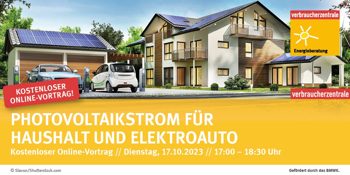 vzhessen's tweet photo. Wie wäre es, #Elektroauto und Kühlschrank mit #Strom vom eigenen Dach zu betreiben? Wir erklären, wie es funktioniert und wann sich eine #Photovoltaik-Anlage für Sie lohnt. Jetzt anmelden zum Online-Vortrag am kommenden Dienstag: https://t.co/tsZRXqdCP3 Jetzt anmelden! https://t.co/vBhkvwOrsM