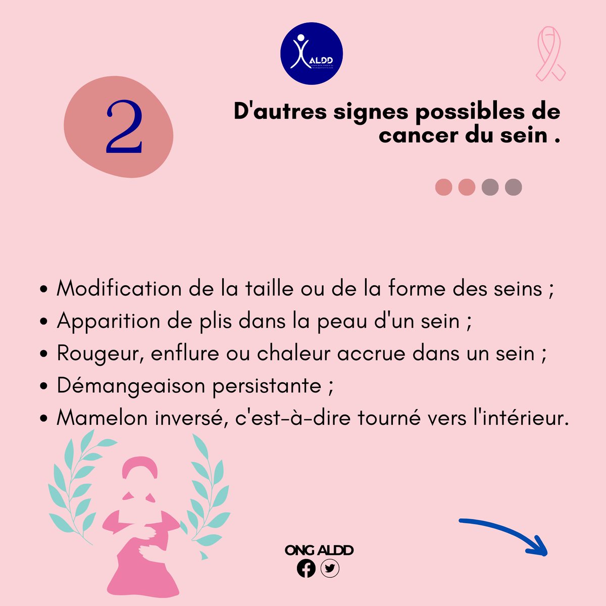OngAldd's tweet photo. Le cancer du sein est une forme de cancer qui se développe dans les cellules du sein. Il peut toucher aussi bien les hommes que les femmes, bien que cela soit beaucoup plus fréquent chez les femmes.
#TousUnisContreLeCancerDuSein
#OctobreRose
#OngAldd https://t.co/lyblOfje0A