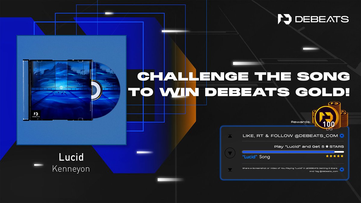 debeats_com's tweet photo. 🎹 Ready to take on the challenge and win DEBEATS GOLD? 🌟

No limits, no quotas - 100 DEBEATS GOLD airdrops await the lucky winner who hits 5 stars!🫨🫨🫨

To enter:
✅ Like, RT & Follow @debeats_com
✅ Share a screenshot or video of you playing "Lucid" in #DEBEATS and getting 5 stars.
✅ Tag us @debeats_com

⏰ Hurry! Giveaway ends on Oct 18, 2023 at 5:00PM HKT!

📲📲📲 Download and play now: https://t.co/z367f5hoHj

#MusicGaming #WEB3 #Web3Games #GameFi #NFT #rhythmgame #Airdrop #challenge