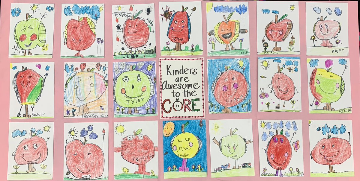 LauraAMcHugh's tweet photo. These  Kindergarten Apples 🍎 🍏 and second grade Pumpkins 🎃 made me smile 😊 
McDivitt Art ⭐️⭐️⭐️@McDivitt_School https://t.co/icgl80hUsV