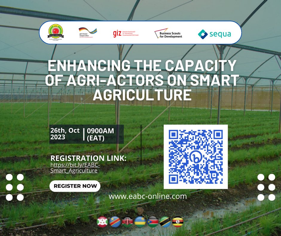 🌟 Don't miss the Smart Agri Revolution! 🚀 
Join EABC and Sequa GmbH on October 26, 2023, for a game-changing webinar on Precision Agriculture, Digital Farming, and more. 

Secure your spot now: bit.ly/EABC-Webinar_o…. 

#EABC #SmartAgriWebinar 
#FoodSecurity 🌱📊