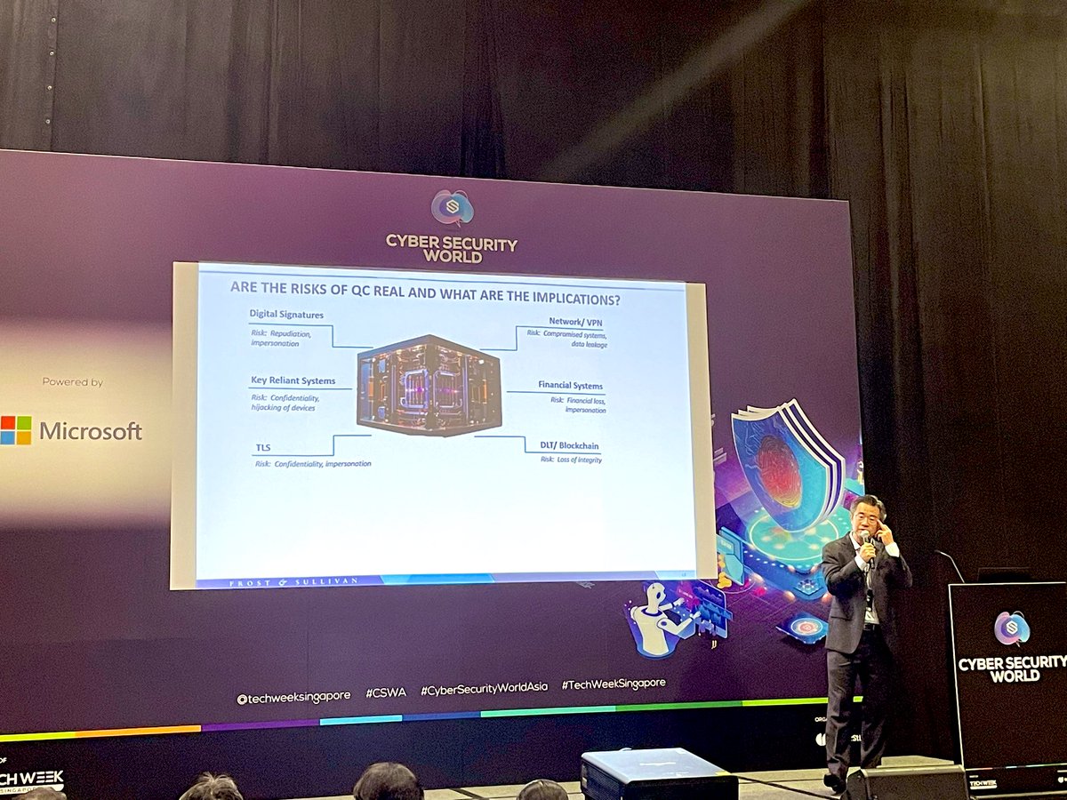 Lazy2Hack's tweet photo. Opening keynote - Cybersecurity in the new era of quantum computing. #CSWA #CybersecrurityWorldAsia #TechWeekSingapore https://t.co/1vzTnR9rmp