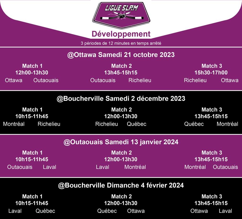 parahockeymtl's tweet photo. LIGUE SLAM

Parahockey Montréal est fière de vous présenter l'horaire pour la saison 2023-2024 de la Ligue SLAM!

Cette année, Ottawa se joint à la ligue provinciale, rejoignant Québec, Laval, Montréal, Richelieu et Outaouais!

Bonne saison à tous!

📃: https://t.co/liVopR02pG https://t.co/HhbpvGOG8E