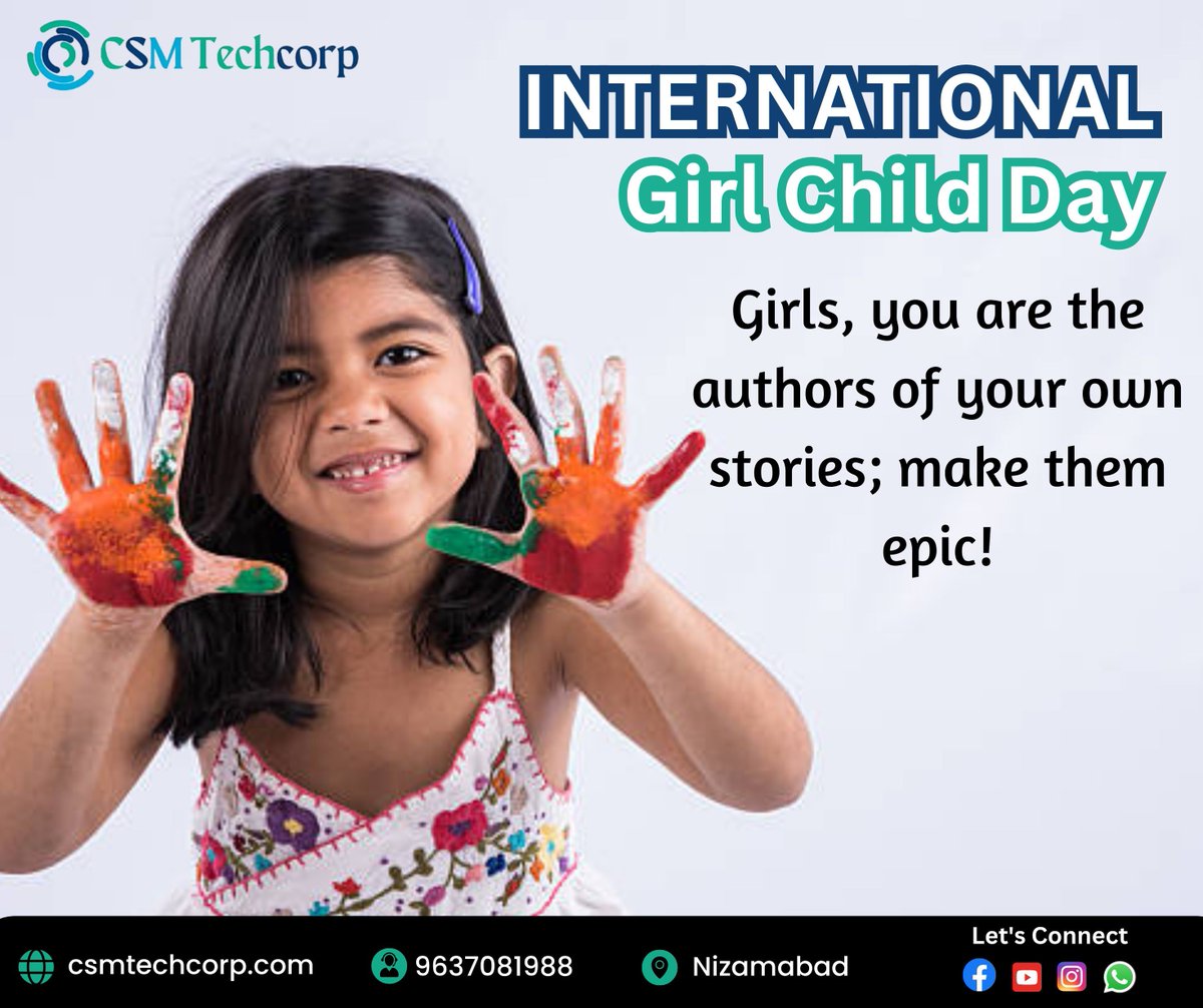 International Day of the Girl Child, also known as International Girl Child Day, is observed globally on October 11th each year.
.
#DayoftheGirl #GirlChildDay #GirlsRights #EmpowerGirls #EducateGirls #EqualityForGirls #GirlsMatter #GirlsEmpowerment #HerFuture #StandUpForGirls