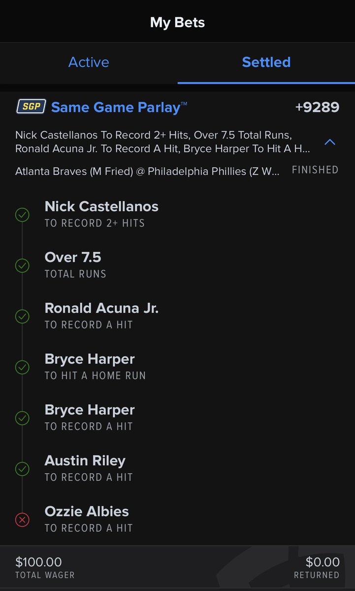 HatTrickDFS's tweet image. @ozzie Now that my home team Phillies and your Braves are back at it, you owe me 10k! Can’t believe this from a few weeks ago. #albies #phillies #braves #MLBPlayoffs2023 #fanduel