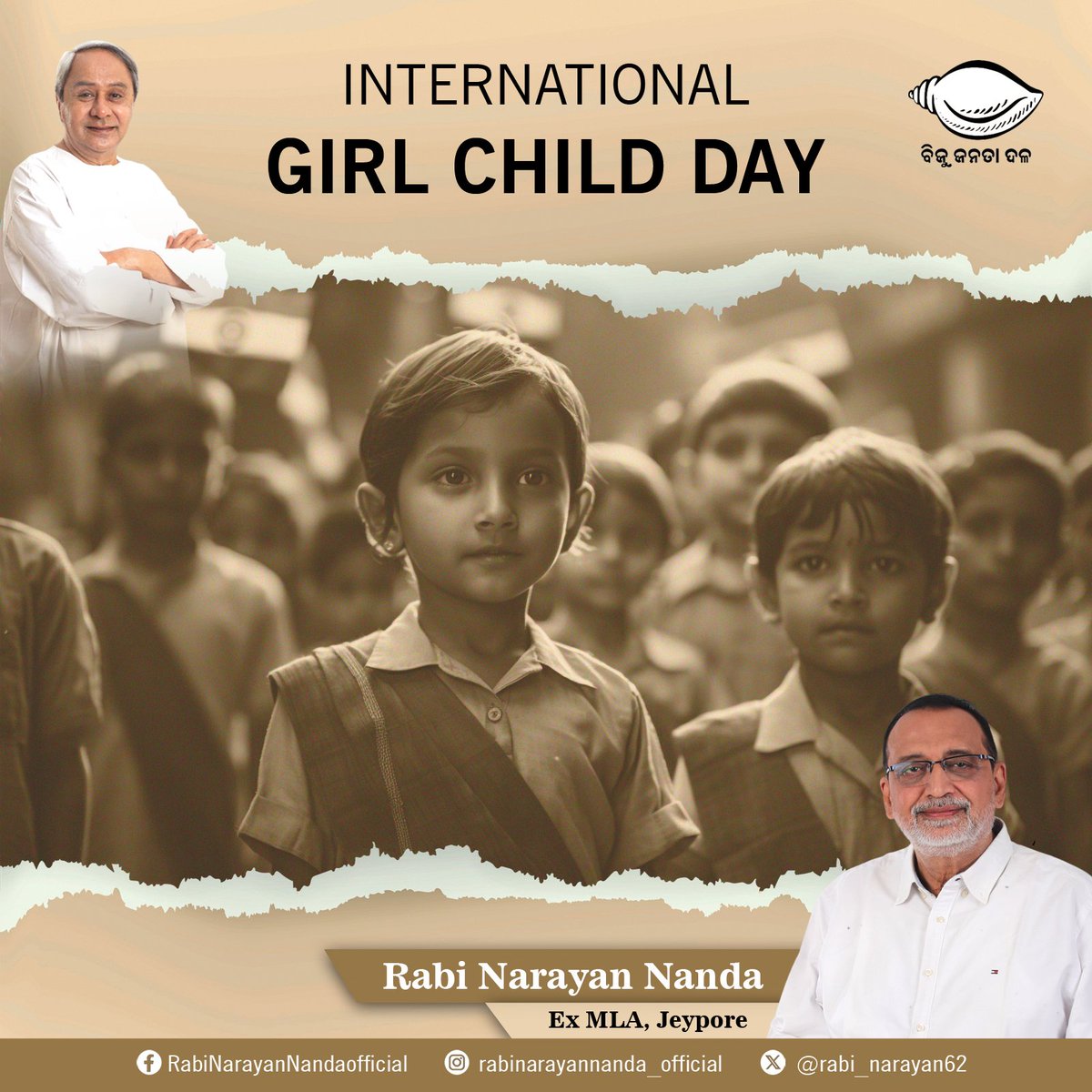 rabi_narayan62's tweet photo. This Girl Child Day, let's stand in awe of the incredible determination and strength displayed by our young girls as they relentlessly chase their dreams, defying all odds. Happy International Girl Child Day.#internationalgirlchildday #SaveTheGirlChild​ #rabinarayannanda https://t.co/DRxADVnQXu