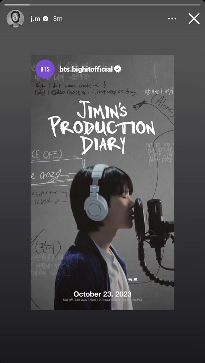 Jimin on instagram story