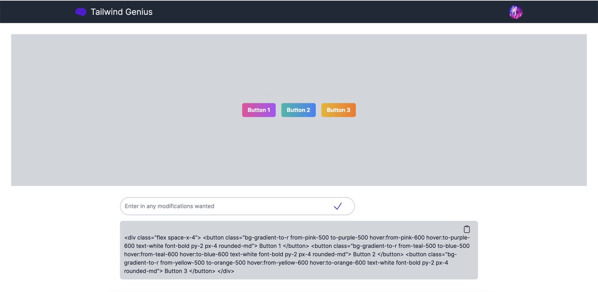 tailwindgenius's tweet photo. Create a component set easily with Tailwind Genius. Customize everything in one easy text prompt. Try it now 👉 https://t.co/zQYHxiIQed #TailwindGenius #WebDesign #UItools #AIWebDesign https://t.co/Xe13BcV9QE