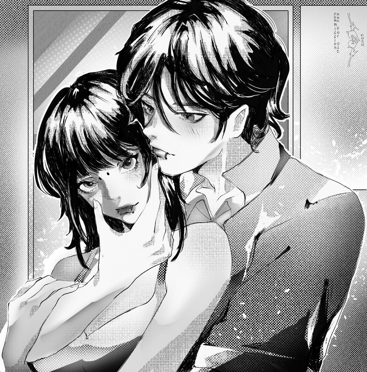 b&amp;w manga commission for @/selstil 🖤

 #VGenComm 