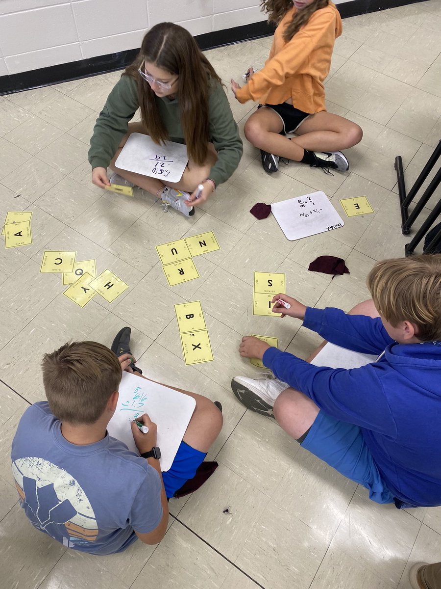 7th grade worked together to solve an operations with rational numbers floor puzzle! Loved the discussion and team work! #iteachmath