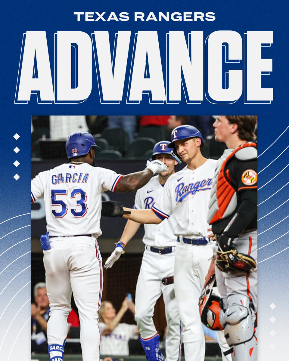 SportsCenter's tweet photo. Rangers sweep the Orioles and are headed to their first ALCS since 2011 🧹 https://t.co/i1jZbqgmPi
