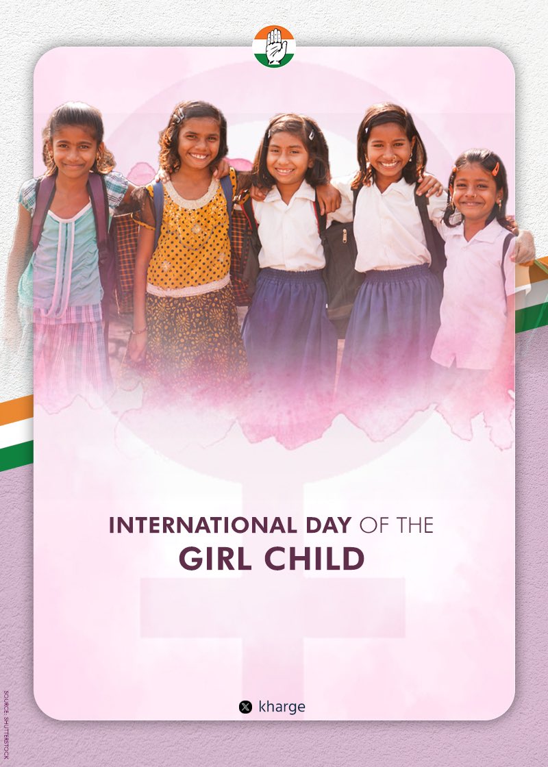 kharge's tweet photo. Gender equality is the foundation of social, political and economic success. 

We must provide equal opportunities to the girl child to lead by putting them in the forefront of change efforts; hearing their voices; reciprocating to their asks; and welcoming them in decision-making spaces. 

We must invest in a future that believes in the agency of the girl child. 

 #DayOfTheGirl