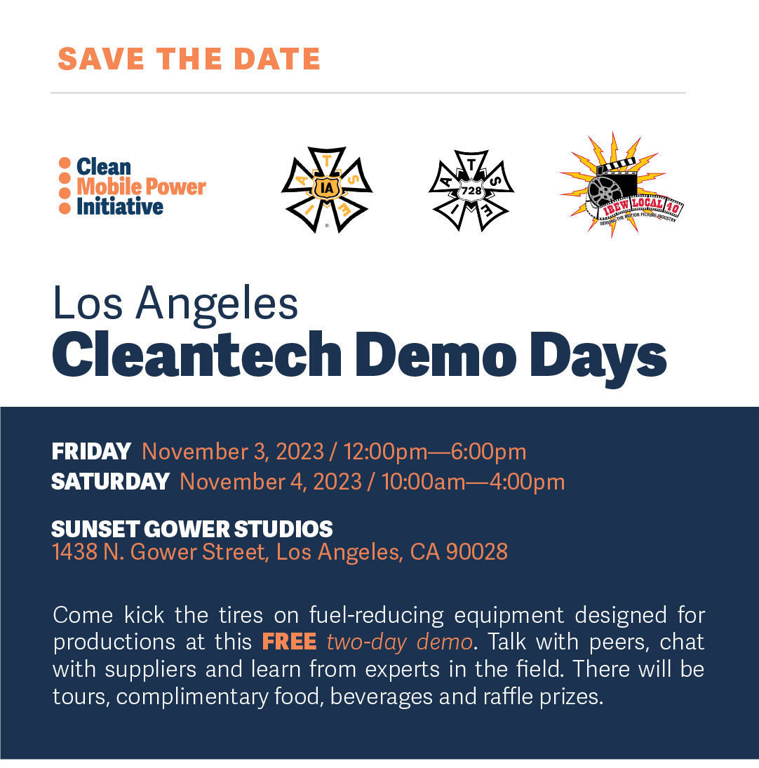 The_SEAlliance's tweet photo. SAVE THE DATE: 11/3 + 11/4 #CleanMobilePowerInitiative's FREE two-day #cleantech demo in Los Angeles. Fuel-reducing equipment, talk with peers, chat with suppliers and learn from pros. Stay tuned! Details to follow! https://t.co/hBOJxkXQ3W