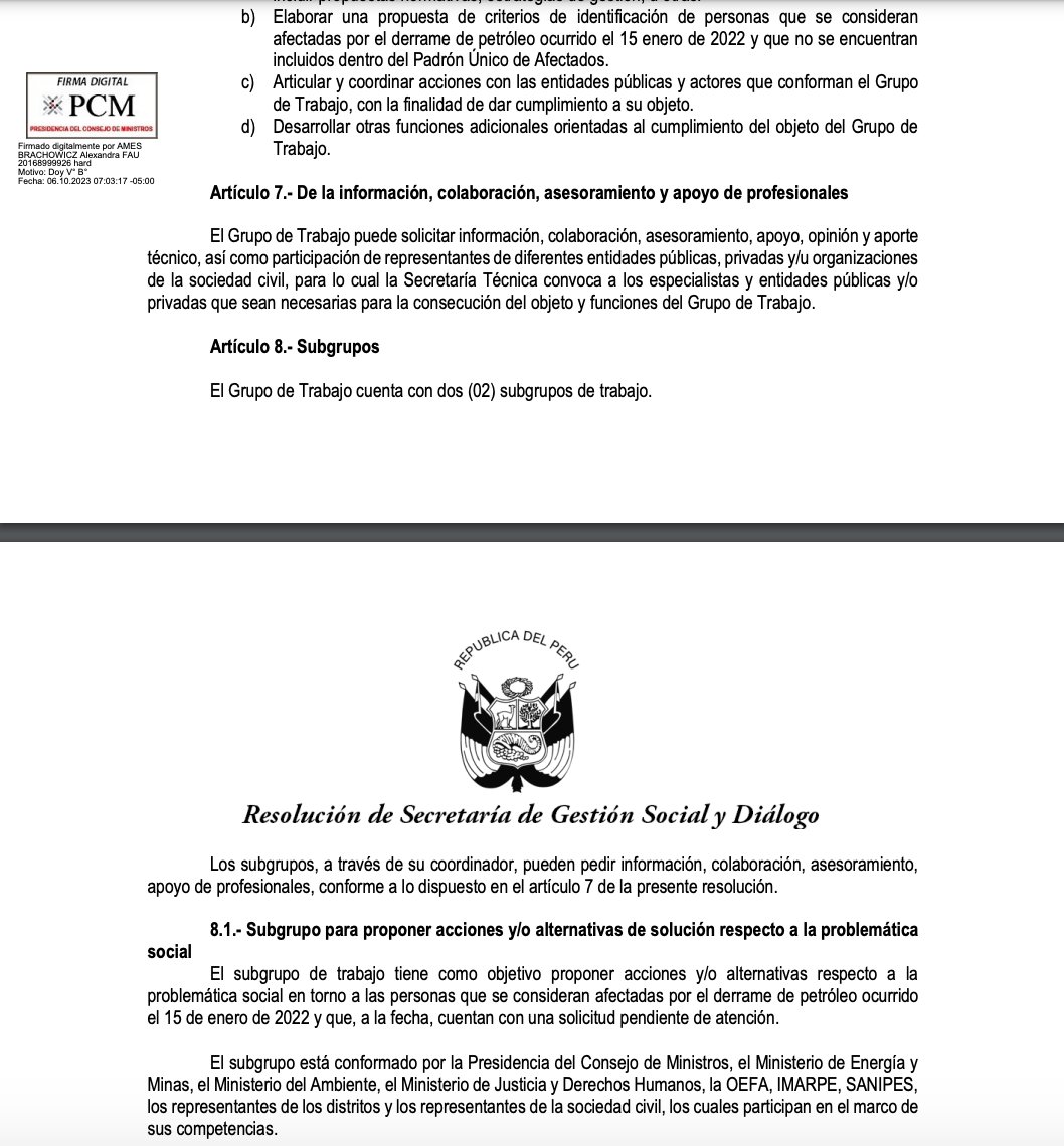 jfowks's tweet photo. El 30 debe instalarse mesa de diálogo para resolver problemas a raíz de derrame de petróleo de Repsol enero 2022, y proponer criterios de identificación de afectados, pese a que ya hubo un estudio de ello entregado a PCM. Estos grupos de trabajo suelen mecer a los afectados 1/2 https://t.co/aTfGh8Y5xu