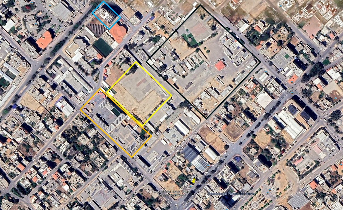 bellingcat's tweet photo. As this baseless claim used authentic footage, it was entwined with potentially useful information. Videos of the area suggest that the strikes occurred in densely populated areas in the vicinity of several schools. https://t.co/MnnxuutaWc