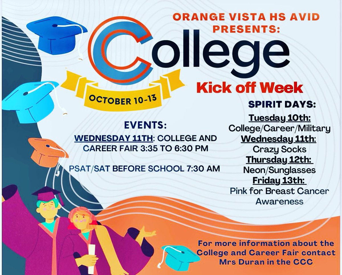 OV_AVID's tweet photo. College and Career week has kicked off at OV! 
Chalk Art to show all the students some of the great colleges out there! 
@ErickaMcMahon_ @AVID4College @AVIDRivCo https://t.co/DMc2u57JzJ