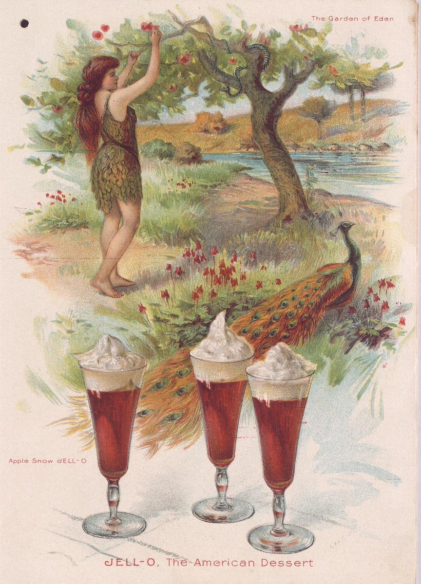 once again, deep in jello land:

this is the, uh, garden of eden. complete with apple snow, a jello dessert. (1926)