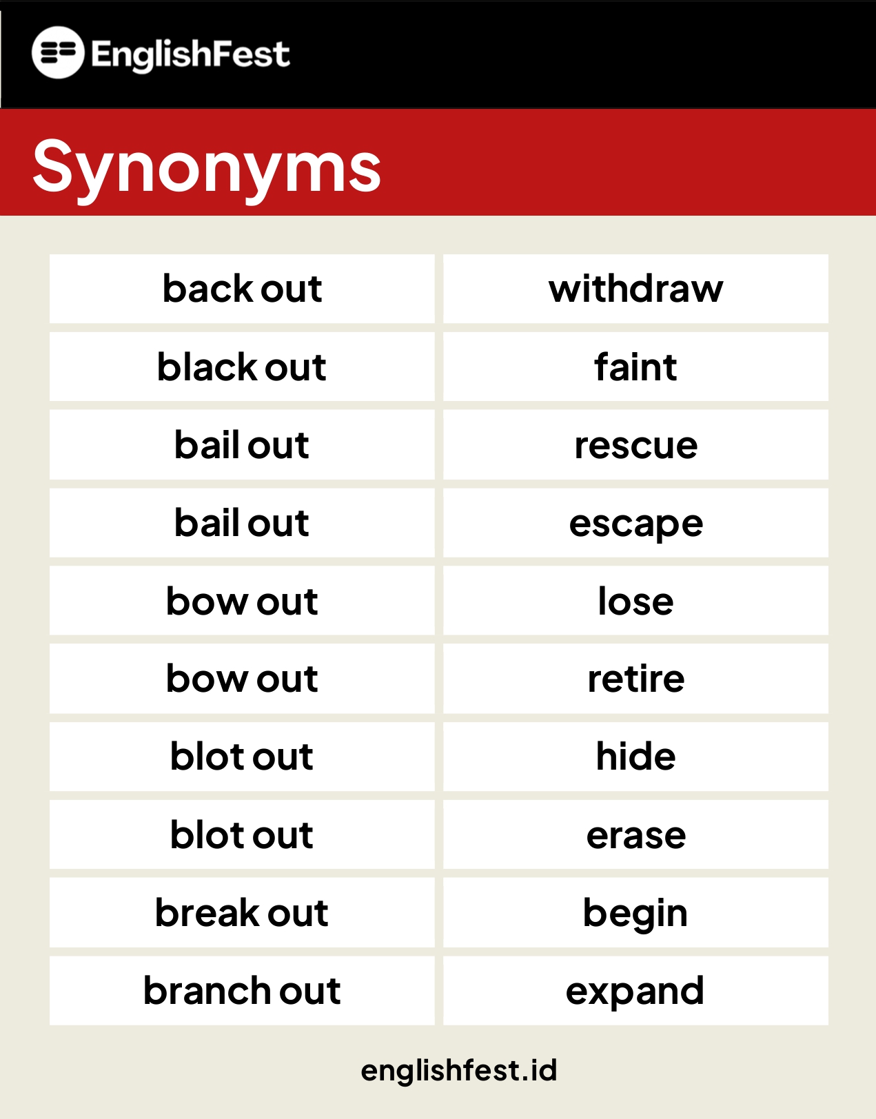EnglishFestID on X: Synonyms t.coloA62vwjip  t.cod5MiZNtYeP  X